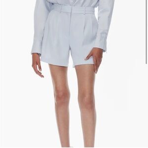 NWT Babaton 3” Pleated Cement Blue Women's Shorts